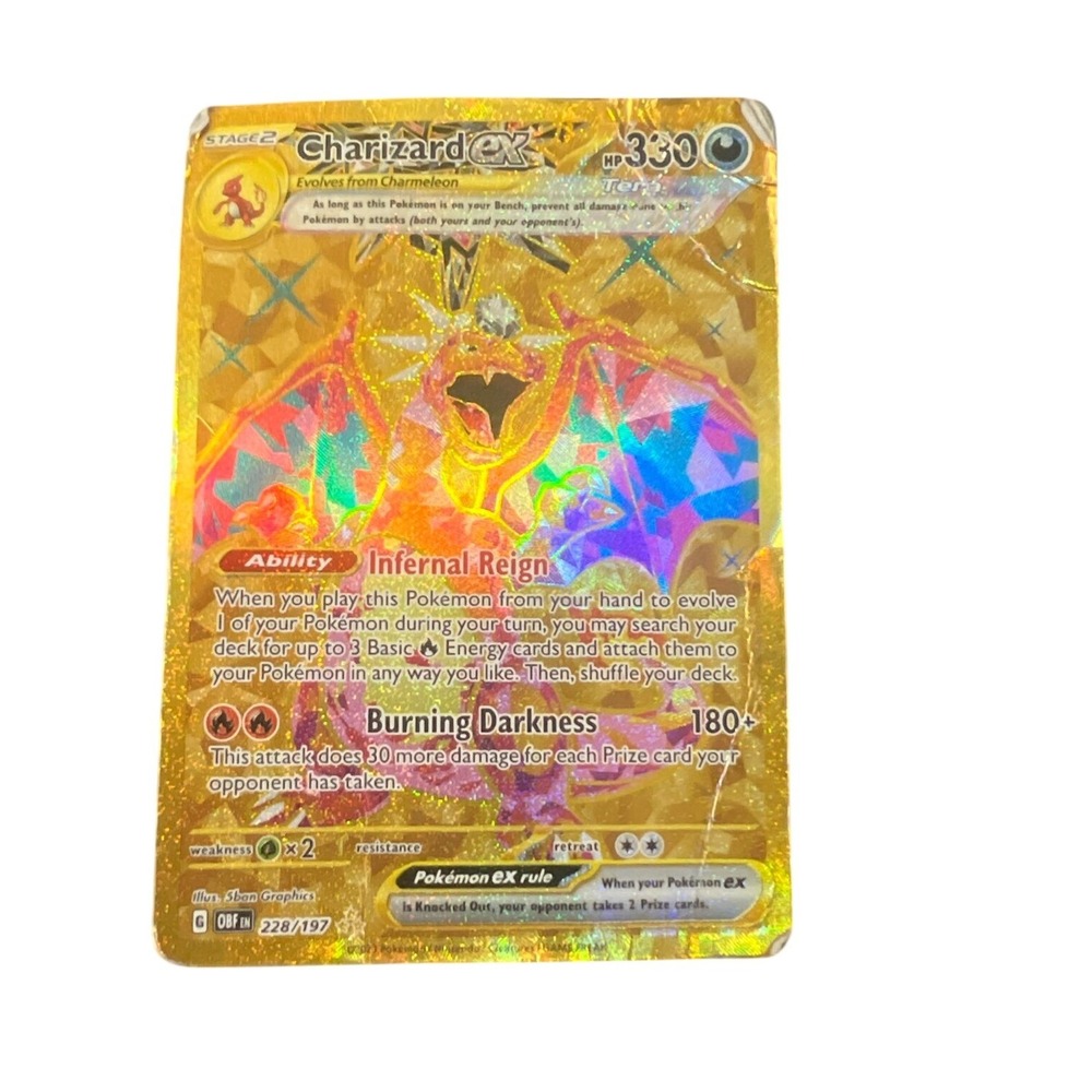 Pokemon Charizard ex 228/197 Obsidian Flames Hyper Rare Gold Tera Darkness Card